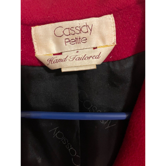 Cassidy VTG Red Women’s Hand Tailored Pure Wool Solid Red Lined Long Coat Sz 12 - Picture 4 of 11
